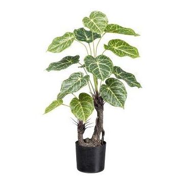 Planta decorativa Anthurie TROHEL, tronco artificial, verde y blanco, 70 cm