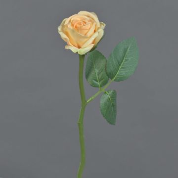 Rosa artificial GABI, amarillo-melocotón, 25 cm, Ø 5 cm