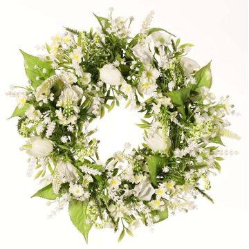 Corona decorativa de verano FEDORA, lavanda, lathyrus, blanca, Ø 30 cm