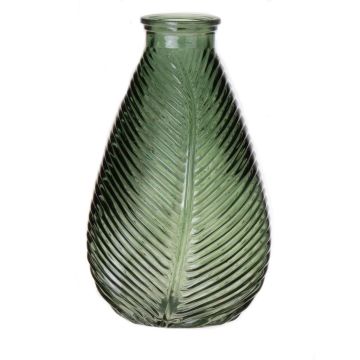 Botella de cristal NELLOMIO con estructura de hoja, verde-transparente, 23cm, Ø14cm