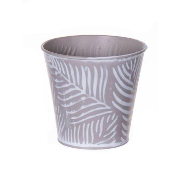 Maceta FABIONALTA con diseño de hojas, zinc, blanco topo, 9,3 cm, Ø 10 cm