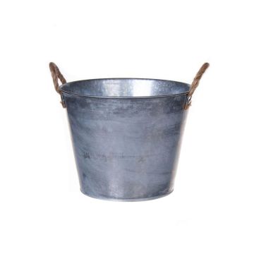 Maceta redonda BIMETO con asas, zinc, plateada, 18,5 cm, Ø 22,5 cm