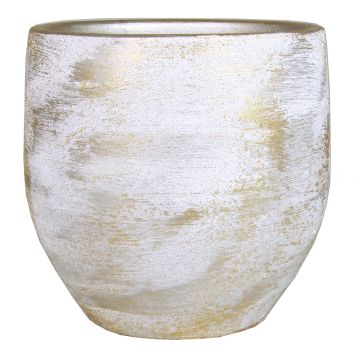 Macetero AETIOS, cerámica, degradado, blanco-dorado, 24 cm, Ø 24 cm