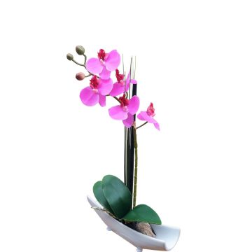 Orquídea artificial Phalaenopsis YANNIE, caña, cuenco de cerámica, cereza, 30 cm