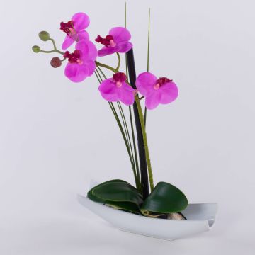 Orquídea artificial Phalaenopsis YANNIE, caña, cuenco de cerámica, cereza, 30 cm