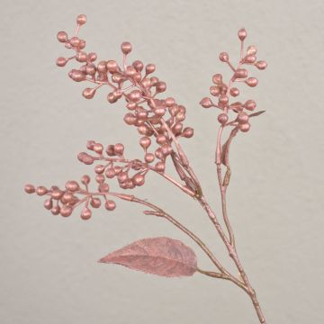 Rama artificial de bayas falsas ROGAN con frutos, rosa metalizado dorado, 40 cm