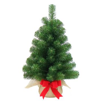 Mini árbol Navidad artificial WARSCHAU, saco yute , 60cm, Ø40cm