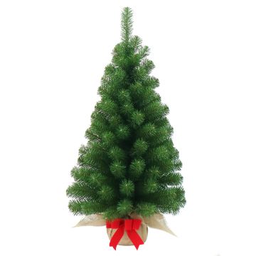 Mini árbol Navidad artificial WARSCHAU, saco yute , 90cm, Ø50cm