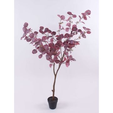 Eucalipto artificial WISCHERA, frutos, tronco artificial, maceta decorativa, rojo burdeos-gris, 120cm Eucalipto artificial WISCHERA, frutos, tronco artificial, maceta decorativa, rojo burdeos-gris, 120cm
