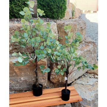 Árbol de eucalipto artificial WISGARD, tronco artificial, verde grisáceo, 90 cm
