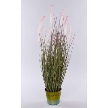 Hierba artificial SVERRE con panículas, maceta de zinc, rosa-verde, 80 cm