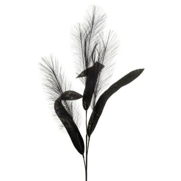 Rama de espuma plástica de junco ZIGOR con purpurina, negra, 110 cm