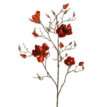 Rama de magnolia artificial de terciopelo JACKA, naranja oscuro, 105 cm