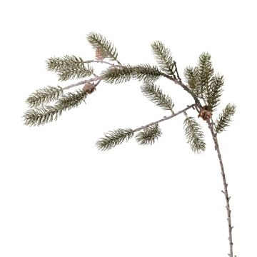 Rama decorativa de abeto ORVILOS con piñas, verde y blanco, 85 cm