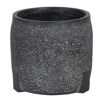 Maceta EVROS con diseño, negra, 15 cm, Ø 17 cm