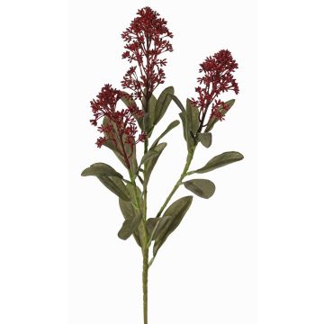 Plantas artificiales Rama de skimmia LAUSANA con flores, rojo burdeos, 65cm, Ø7cm