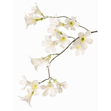 Rama de flor artificial trompeta de jazmín AURINA, blanco, 90cm