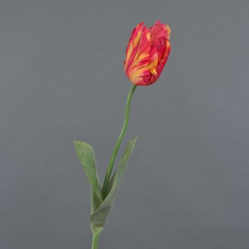 Flor artificial tulipán papagayo UAKARI, rojo-naranja-verde, 65 cm, Ø 6 cm