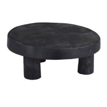 Peanilla de madera para plantas KAILANI con patas, negra, 6cm, Ø15cm