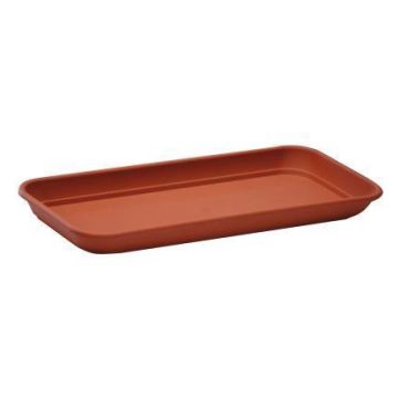 Jardinera rectangular con base URMINA de plástico, terracota, 47 x 16 x 3 cm