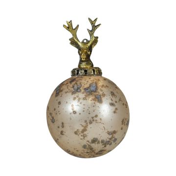 Bola de Navidad NUMI de cristal, con ciervo, dorado antiguo, Ø 10 cm Bola de Navidad NUMI de cristal, con ciervo, dorado antiguo, Ø 10 cm