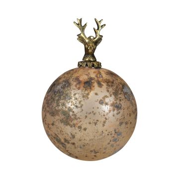 Bola de Navidad NUMI de cristal, con ciervo, dorado antiguo, Ø 12 cm Bola de Navidad NUMI de cristal, con ciervo, dorado antiguo, Ø 12 cm