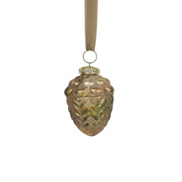 Adorno navideño de bellota NUMI de cristal, verde antiguo, 8 cm Adorno navideño de bellota NUMI de cristal, verde antiguo, 8 cm