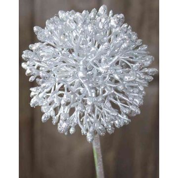 Allium artificial HELLA, con purpurina, plateada, 45cm