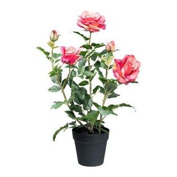 Flor artificial rosa FURHYN en maceta decorativa, rosa, 60 cm