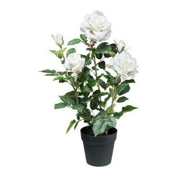 Flor artificial rosa FURHYN en maceta decorativa, blanca, 60 cm