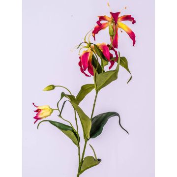 Rama de gloriosa artificial FUJITA, fucsia-amarillo, 80cm, Ø15cm