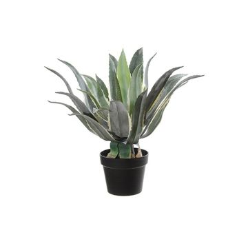 Suculenta artificial de Agave americana KYANO, maceta decorativa, verde-crema, 55cm