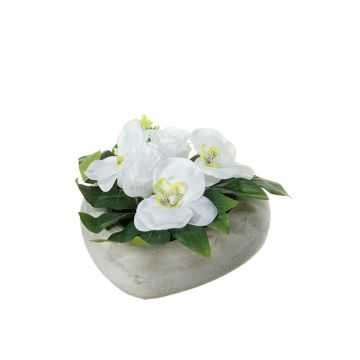 Arreglo de flores artificiales de Orquídea Phalaenopsis, Rosa DEON, maceta decorativa, blanca, 11cm, Ø18cm