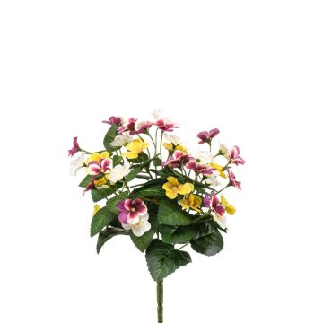 Pensamientos artificiales NORHA en varilla, blanco-lila-amarillo, 30 cm