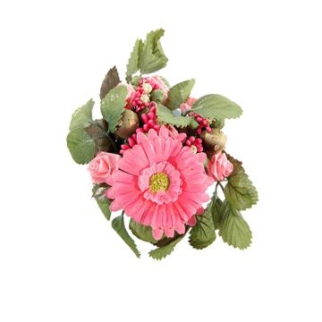 Corona artificial para velas AMARINA con gerbera, rosa, fucsia-rosa, Ø10cm Corona artificial para velas AMARINA con gerbera, rosa, fucsia-rosa, Ø10cm