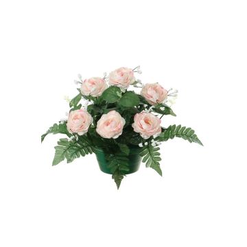 Arreglo de flores artificiales de rosa repollo, velo de novia VLADIS, maceta decorativa, rosa-crema, 25cm, Ø23cm Arreglo de flores artificiales de rosa repollo, velo de novia VLADIS, maceta decorativa, rosa-crema, 25cm, Ø23cm