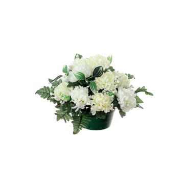 Arreglo artificial de Crisantemo, velo de novia YASAR, maceta decorativa, crema, 25cm, Ø30cm Arreglo artificial de Crisantemo, velo de novia YASAR, maceta decorativa, crema, 25cm, Ø30cm