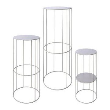 Soporte para plantas de metal VAHDINA, 3 unidades, gris, 21 x 45 cm, 24 x 57 cm, 28 x 70 cm