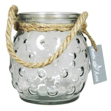 Esfera de cristal NAKIS, con puntos, cordón, transparente, 12,5 cm, Ø 12 cm