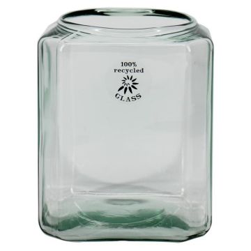 Jarrón decorativo angular LUNIK de vidrio, reciclado, transparente, 13,5 x 13,5 x 17 cm