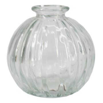 Botella pequeña de vidrio KARENAS con estrías, transparente, 8,2 cm, Ø 8,5 cm