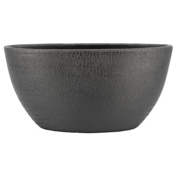 Macetero ovalado de cerámica DEIRA con vetas, negro mate, 49 x 20 x 25 cm