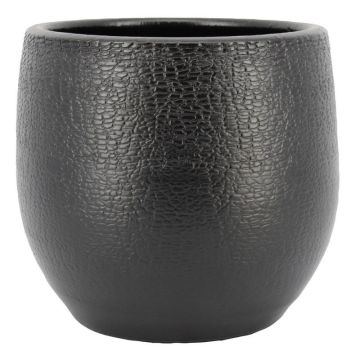 Macetero de cerámica DEIRA con vetas, negro mate, 31 cm, Ø 34 cm