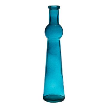Jarrón botella REYNALDO de vidrio, azul transparente, 23 cm, Ø 5,5 cm