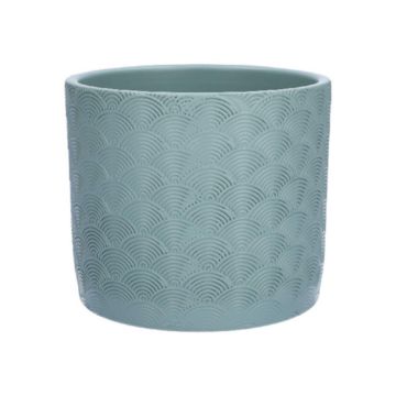 Maceta de cerámica FERDINANTA con motivo, azul claro mate, 13,1 cm, Ø 15,5 cm