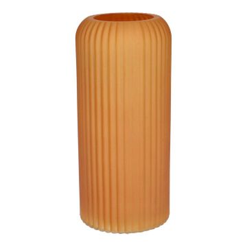 Jarrón de vidrio ALBURGIS con estrías, naranja mate, 25 cm, Ø 10 cm