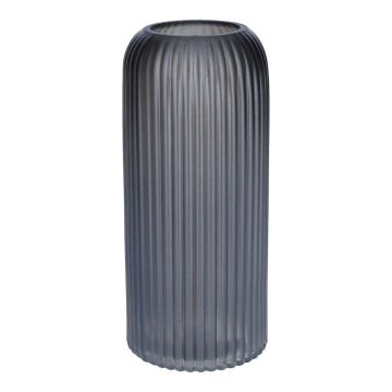 Jarrón de cristal ALBURGIS con ranuras, gris metalizado, 20 cm, Ø 8,7 cm