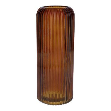 Jarrón de cristal ALBURGIS con ranuras, naranja-marrón-transparente, 25 cm, Ø 10 cm Jarrón de cristal ALBURGIS con ranuras, naranja-marrón-transparente, 25 cm, Ø 10 cm