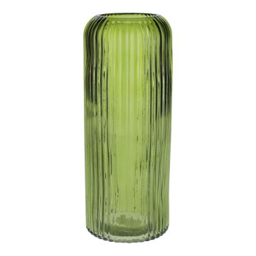 Jarrón de cristal ALBURGIS con ranuras, verde-transparente, 25 cm, Ø 10 cm