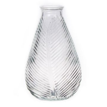 Botella de vidrio NELLOMIO con estructura de hojas, transparente, 23 cm, Ø 14 cm